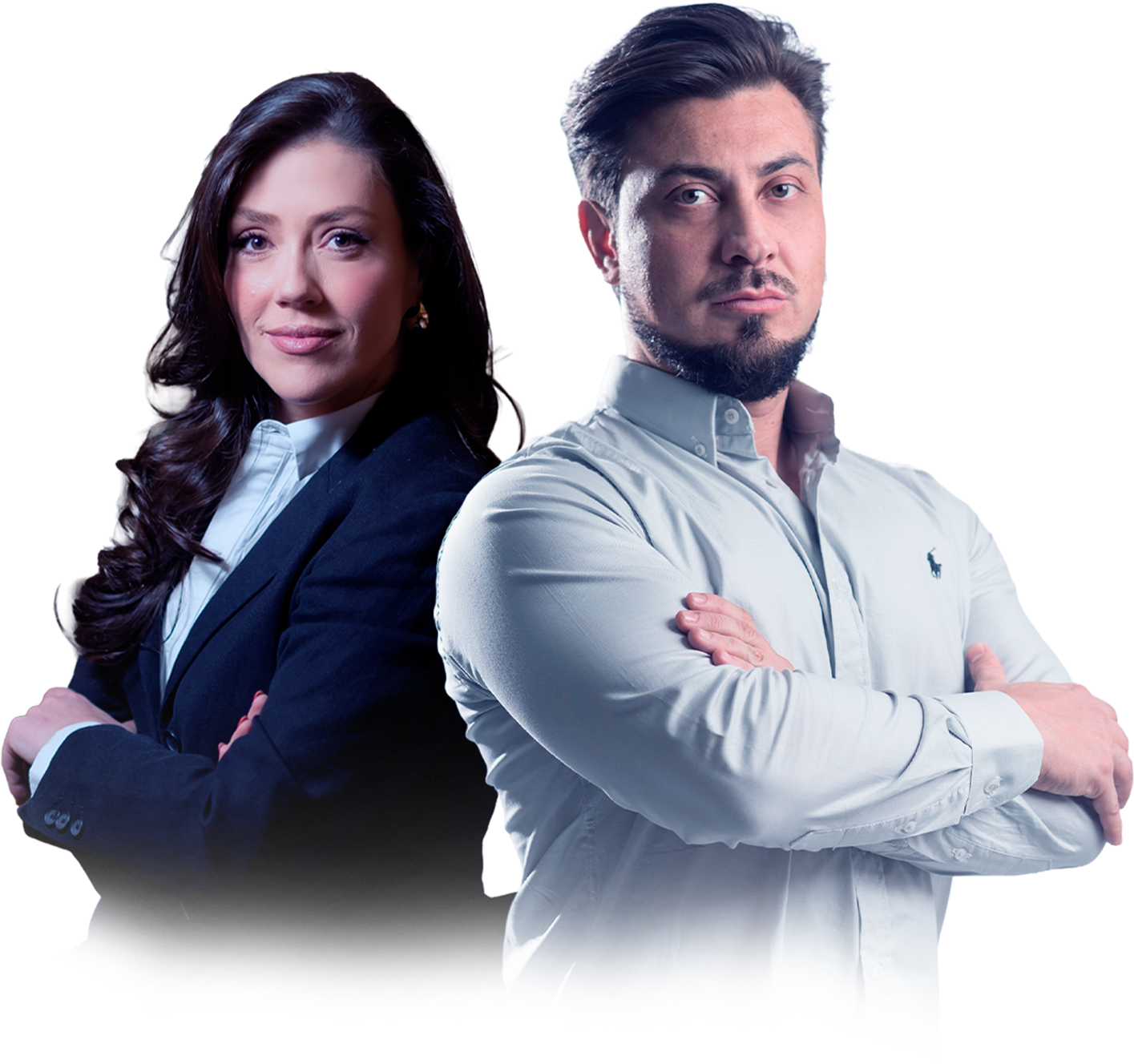 Professores Adriane Fauth e Jhoni Zini lado a lado transmitindo autoridade e a união perfeita para a sua aprovação.